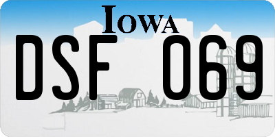 IA license plate DSF069