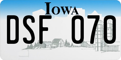 IA license plate DSF070