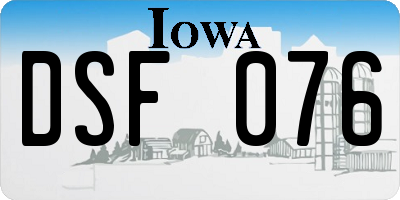 IA license plate DSF076