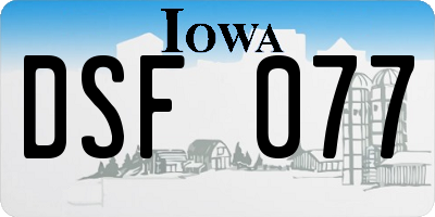 IA license plate DSF077