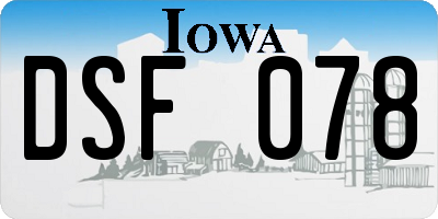 IA license plate DSF078