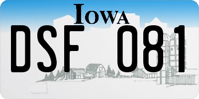 IA license plate DSF081