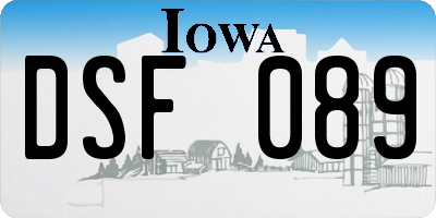 IA license plate DSF089
