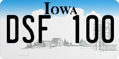 IA license plate DSF100