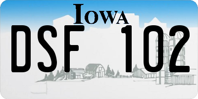IA license plate DSF102