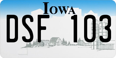 IA license plate DSF103