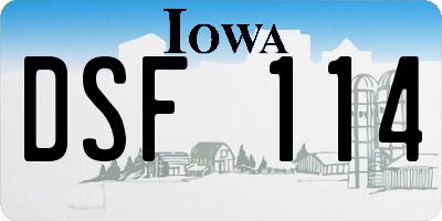 IA license plate DSF114