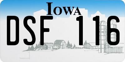 IA license plate DSF116