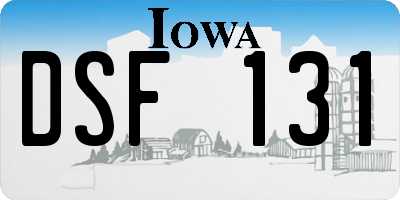 IA license plate DSF131