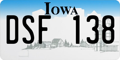 IA license plate DSF138
