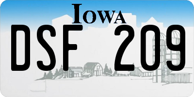 IA license plate DSF209