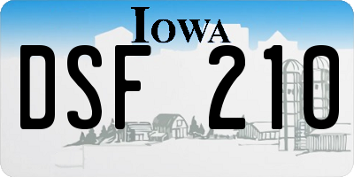 IA license plate DSF210