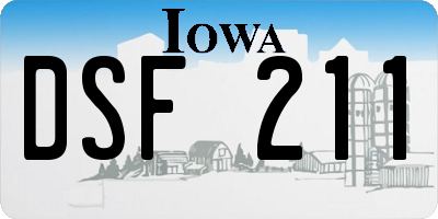 IA license plate DSF211