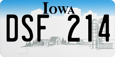 IA license plate DSF214