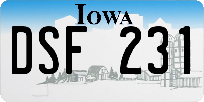 IA license plate DSF231