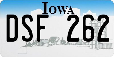 IA license plate DSF262