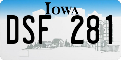 IA license plate DSF281