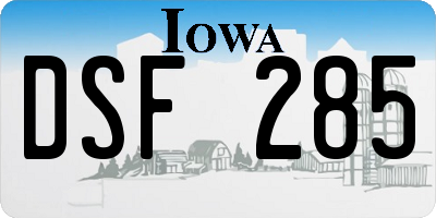 IA license plate DSF285