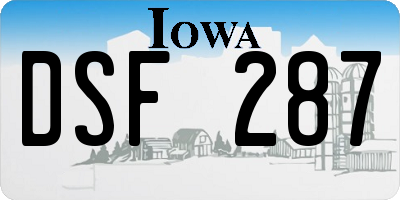 IA license plate DSF287