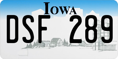 IA license plate DSF289