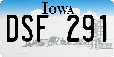IA license plate DSF291