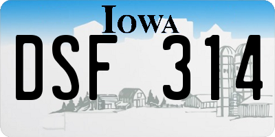 IA license plate DSF314