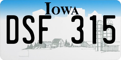 IA license plate DSF315
