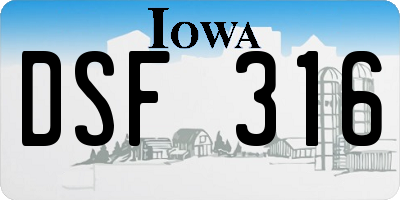 IA license plate DSF316
