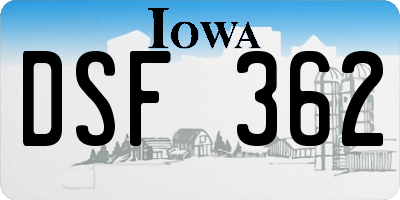 IA license plate DSF362