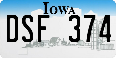 IA license plate DSF374
