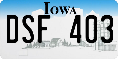 IA license plate DSF403