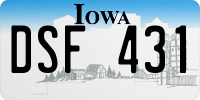 IA license plate DSF431
