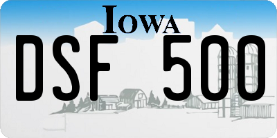 IA license plate DSF500