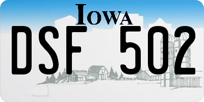 IA license plate DSF502