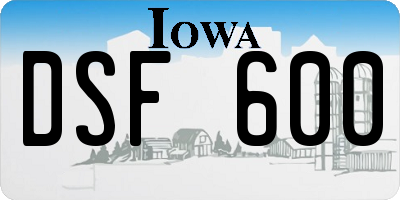 IA license plate DSF600