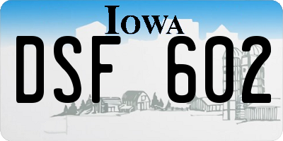 IA license plate DSF602