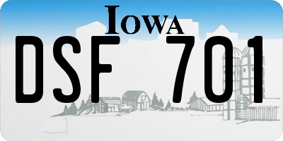 IA license plate DSF701