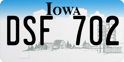 IA license plate DSF702