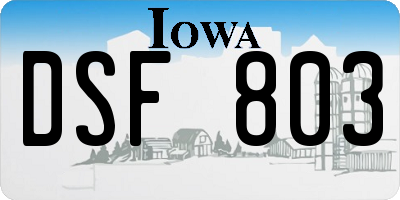 IA license plate DSF803
