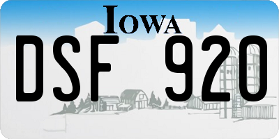 IA license plate DSF920