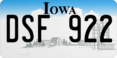 IA license plate DSF922