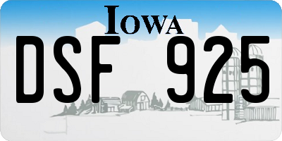 IA license plate DSF925
