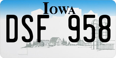 IA license plate DSF958