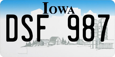 IA license plate DSF987