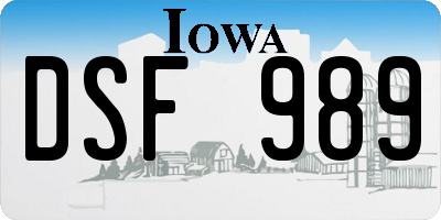IA license plate DSF989