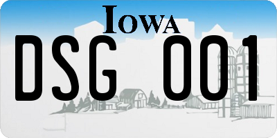 IA license plate DSG001