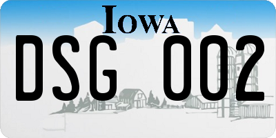 IA license plate DSG002