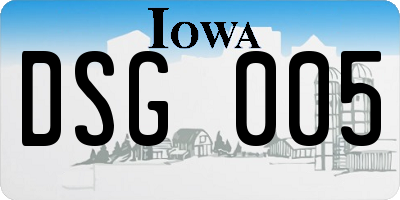 IA license plate DSG005