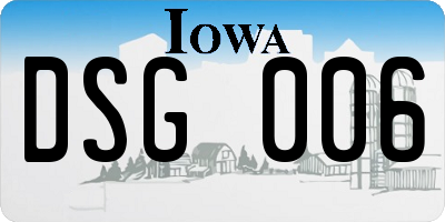 IA license plate DSG006