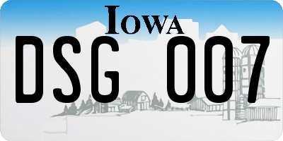 IA license plate DSG007